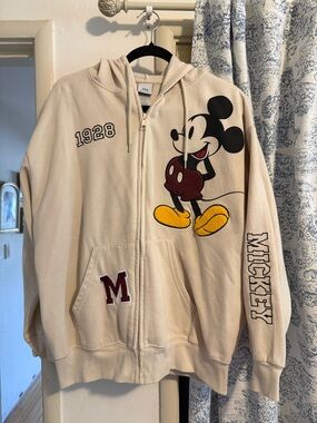 Mickey Mouse Zip-Up Hoodie - Cream with Red & Yellow Accents